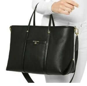 NWOT Michael Kors Beck Black Pebbled Leather Medium Tote